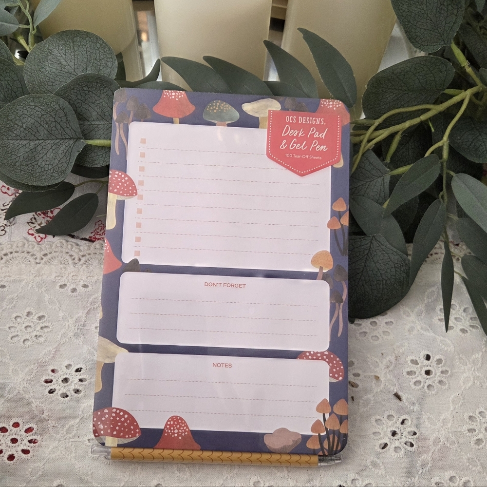 OCS Designs Mushroom Desk Pad with Pen